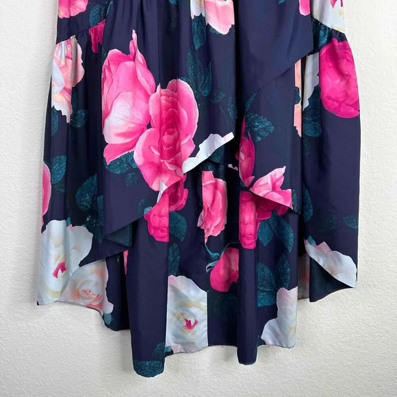 Eliza J Skirt Women’s Size 2 Floral Print Hi-Low Taffeta Ruffle Tiered Romantic - Picture 4 of 8